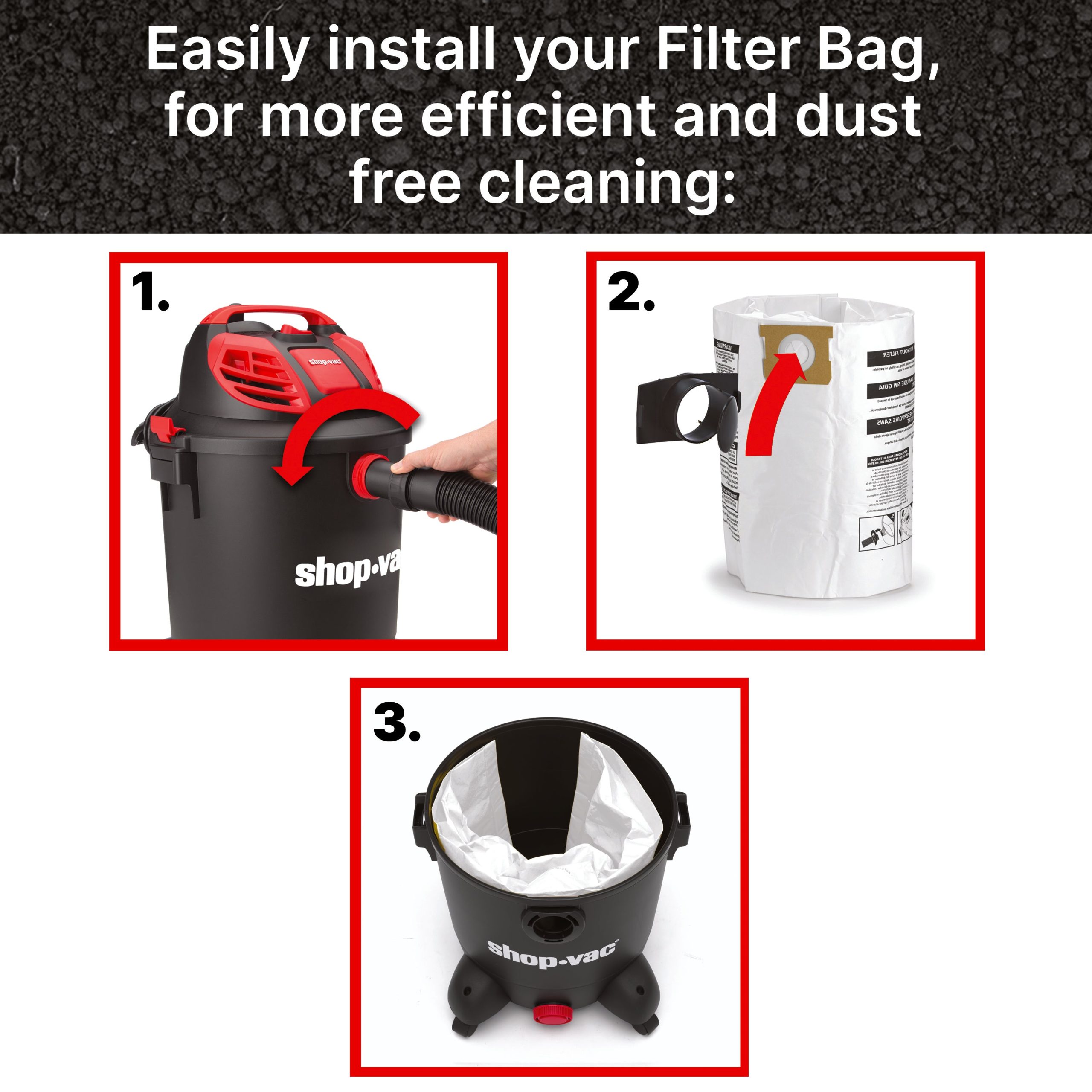 Shop-Vac® 10-14 Gallon Disposable Filter Bags (5 pack) - Image 4